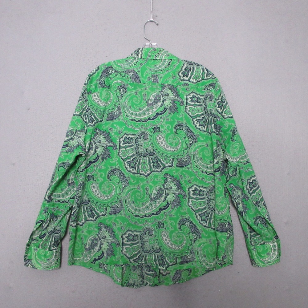 Lauren Ralph Lauren Top Plus 2X Green Paisley LRL Cotton Shirt‎ Old Money Tabbed - Picture 2 of 9